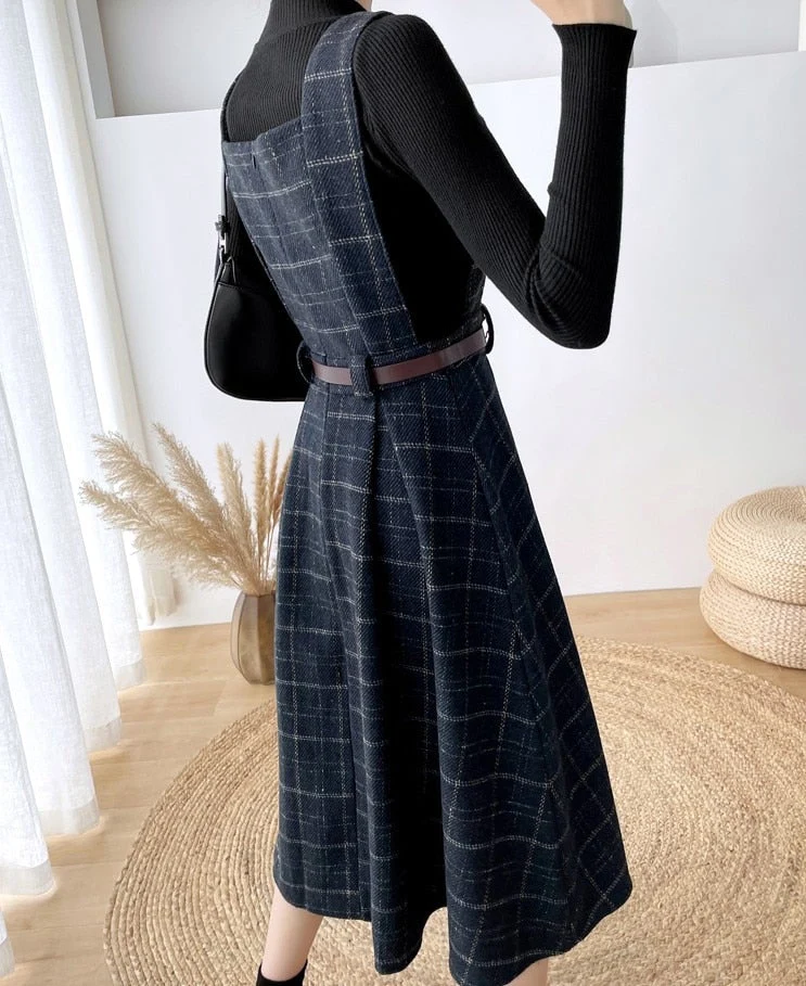 Frauen Stilvolles Vintage-Kariertes Kleid