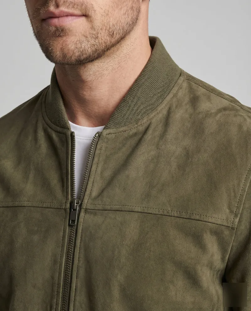 Herren Velours-Suede-Blouson Stehkragen Verdeckter Zipp