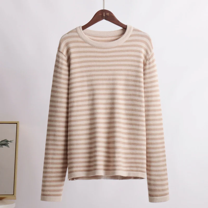 Damen gestreifter, lässiger Pullover aus hochwertigem Baumwollmix Nord Taschen