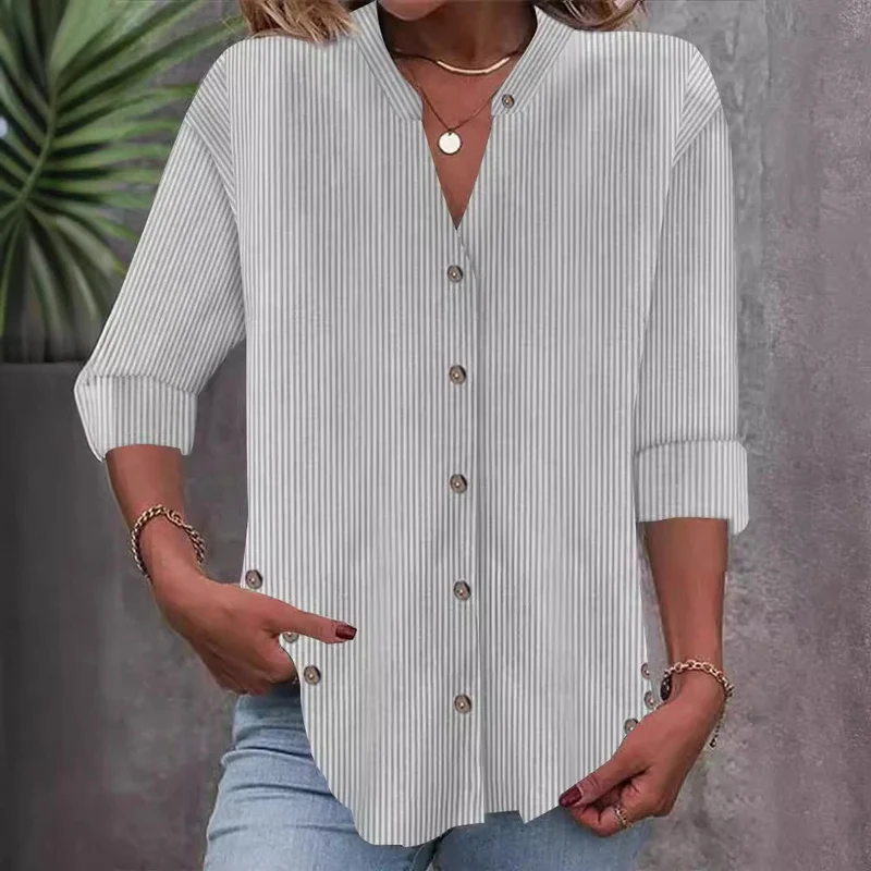 Damen Button-Down Blusenshirt mit eleganten Streifen