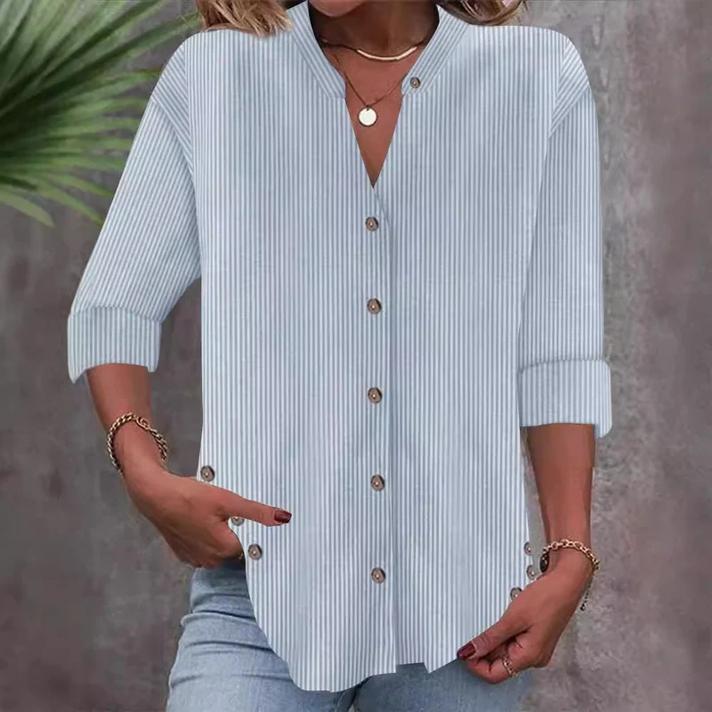 Damen Button-Down Blusenshirt mit eleganten Streifen