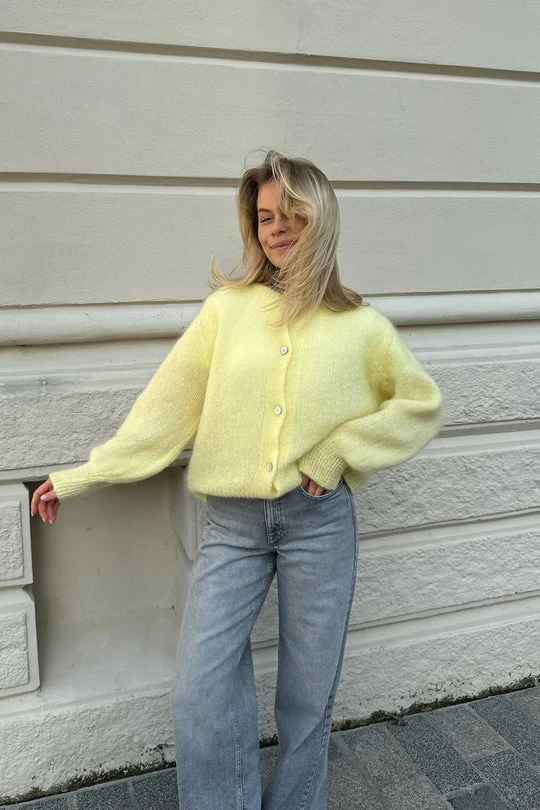 Damen Klassischer Strickcardigan mit Knöpfen und langen Ärmeln