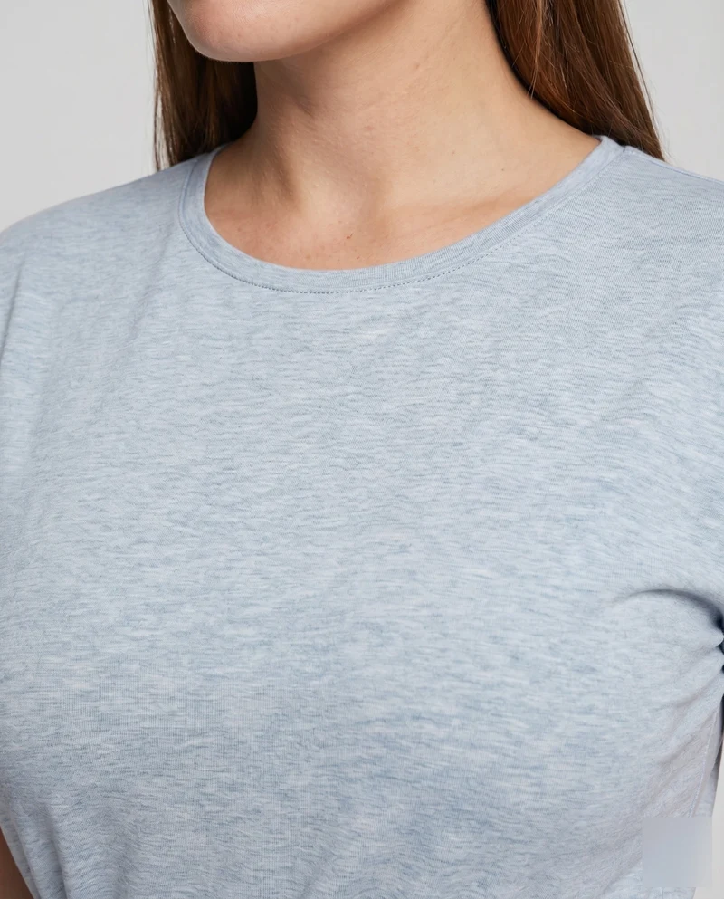 Damen Jersey-Maxikleid Tunnelzug Überlappende Front