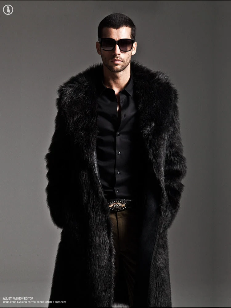 Herren Eleganter Kunstfell-Mantel