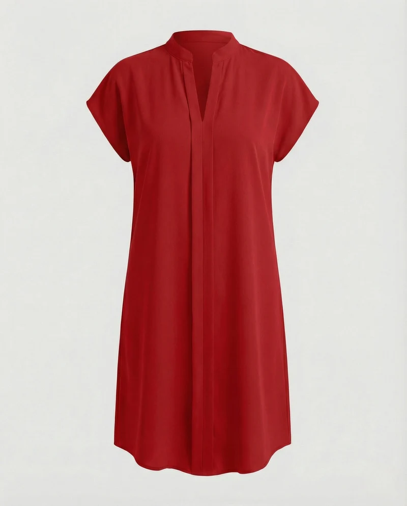 Damen Freizeitkleid Tunika V-Ausschnitt