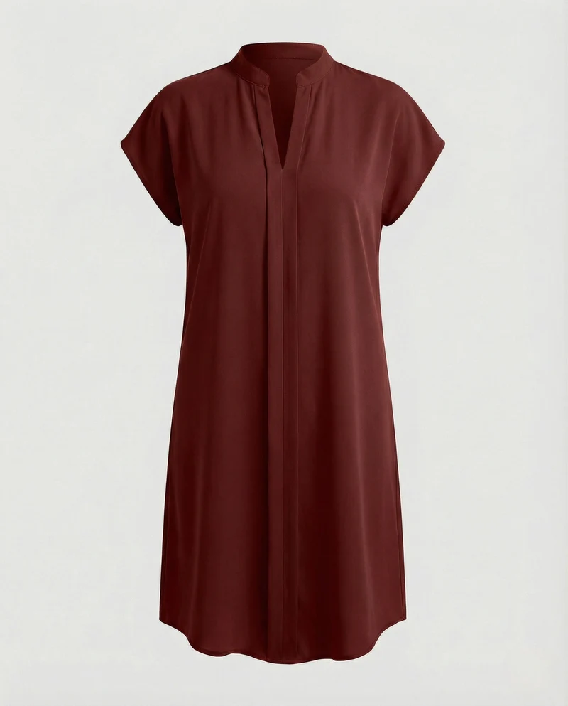 Damen Freizeitkleid Tunika V-Ausschnitt