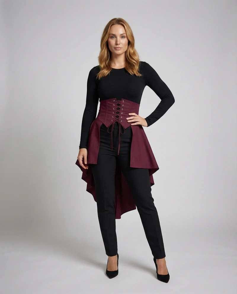 Damen Alternative Asymmetrisches Schößchen MischgewNord Taschene Taillenkorsett-Gürtel