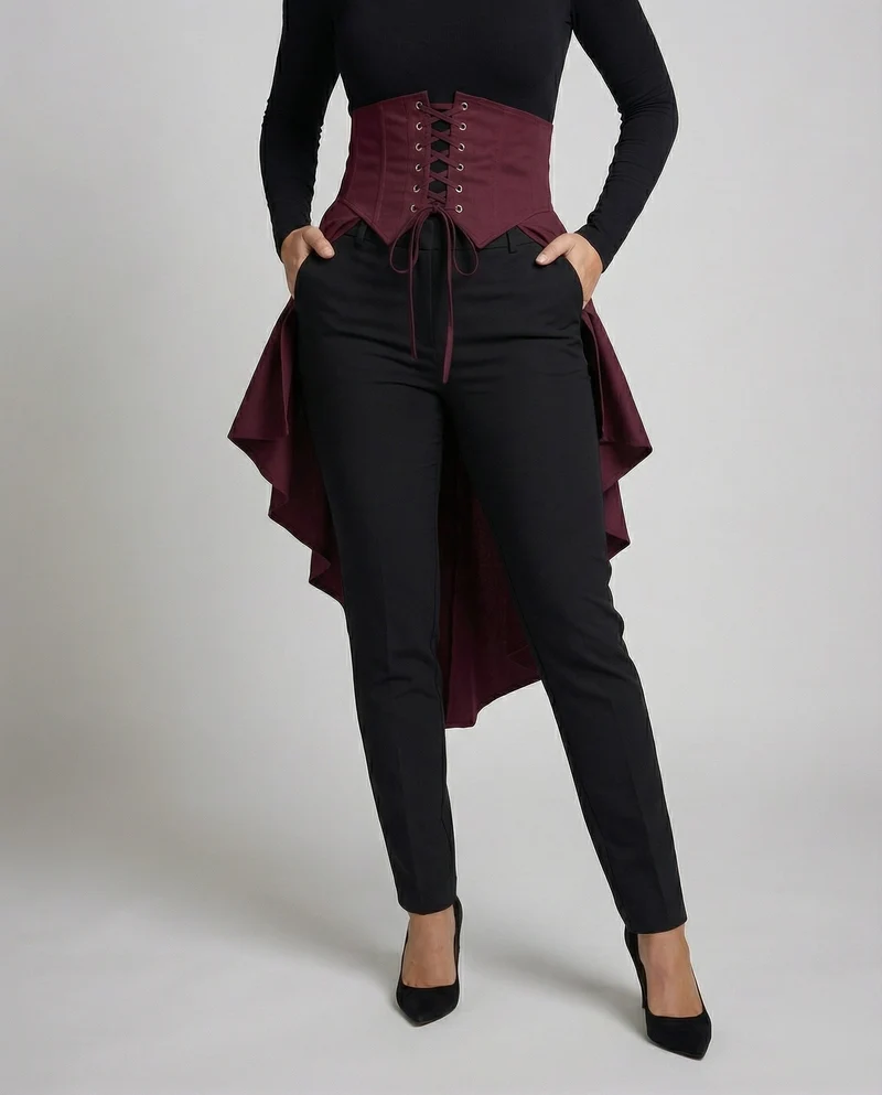 Damen Alternative Asymmetrisches Schößchen MischgewNord Taschene Taillenkorsett-Gürtel