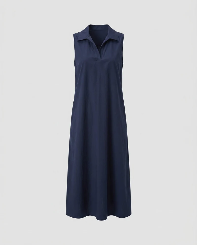 Damen klassisches Hemdblusenkleid mit schmalem Schnitt und eleganter Trägerverarbeitung