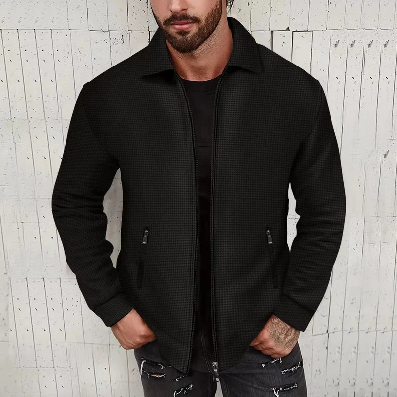 Herren Strickjacke im modernen Design mit strukturiertem Obermaterial und praktischen Reißverschlusstaschen