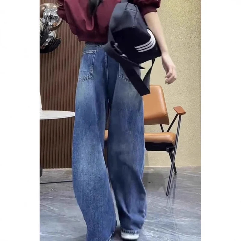 Damen Baggy-Jeans mit modischen Rissdetails und hohem Taillenbund Nord Taschen