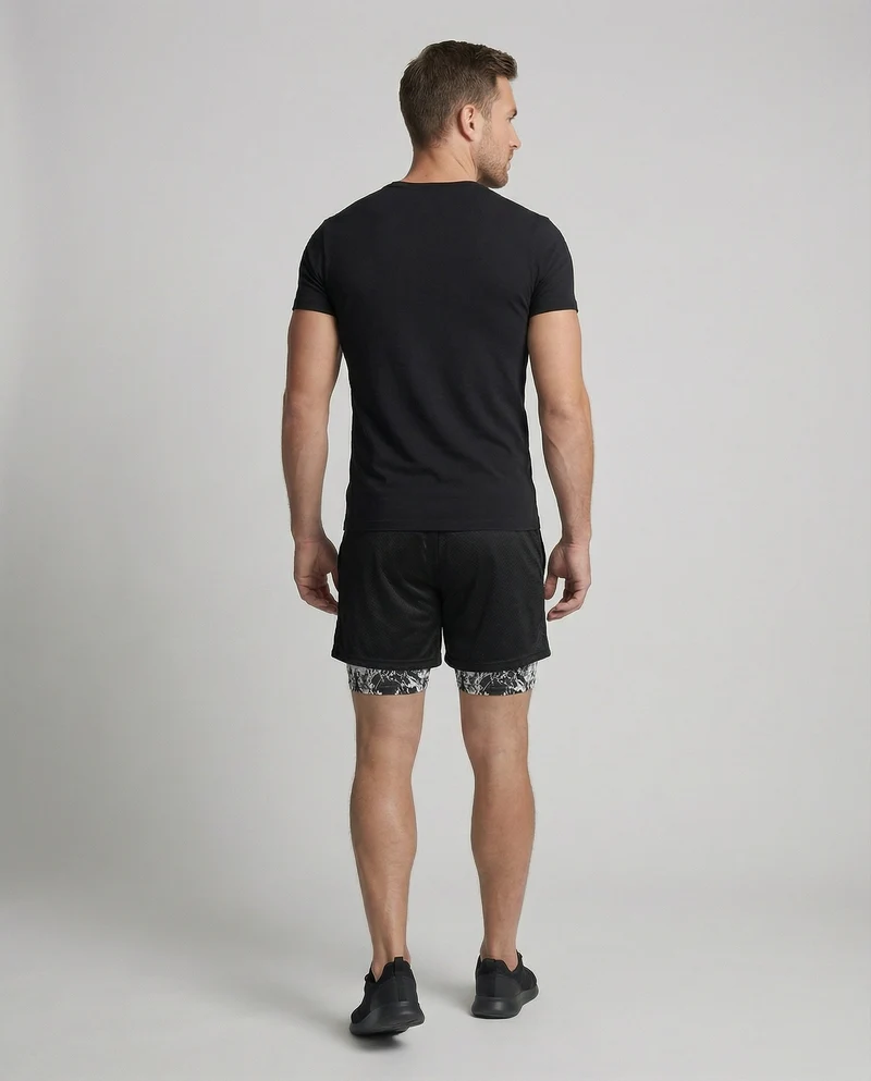 Herren Lagenlook-Bermudahose Monstermotiv Kordelzug