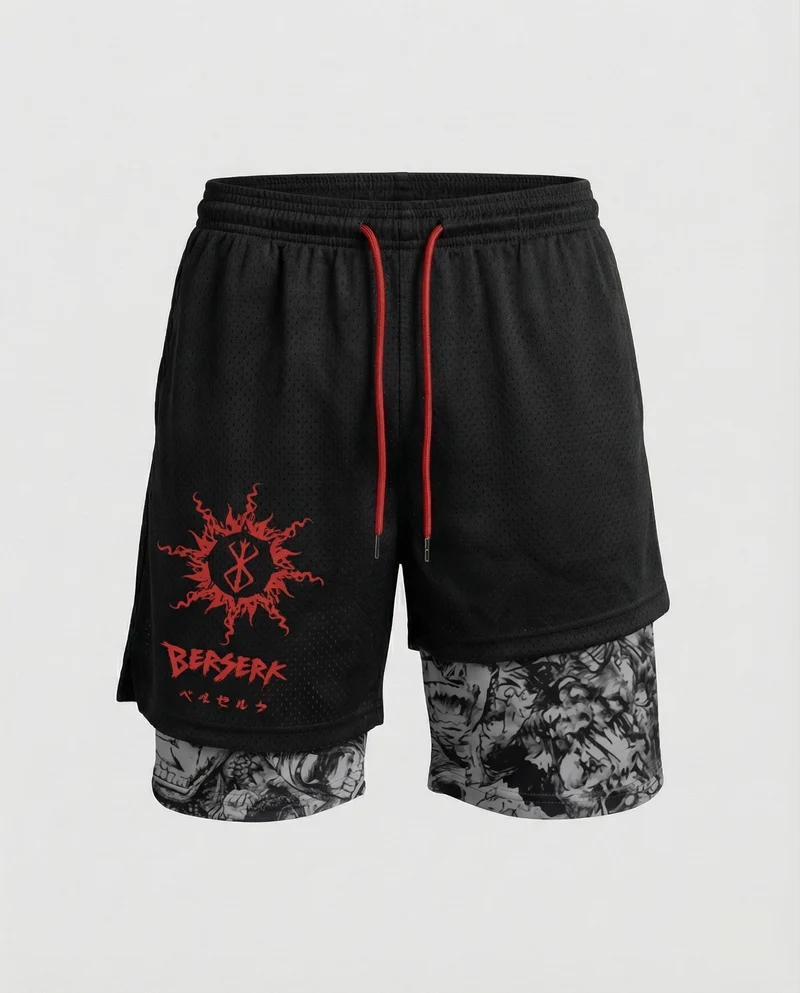 Herren Lagenlook-Bermudahose Monstermotiv Kordelzug