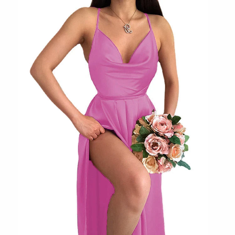 Damen Hochzeitskleid mit elegantem V-Ausschnitt und fließendem Rock