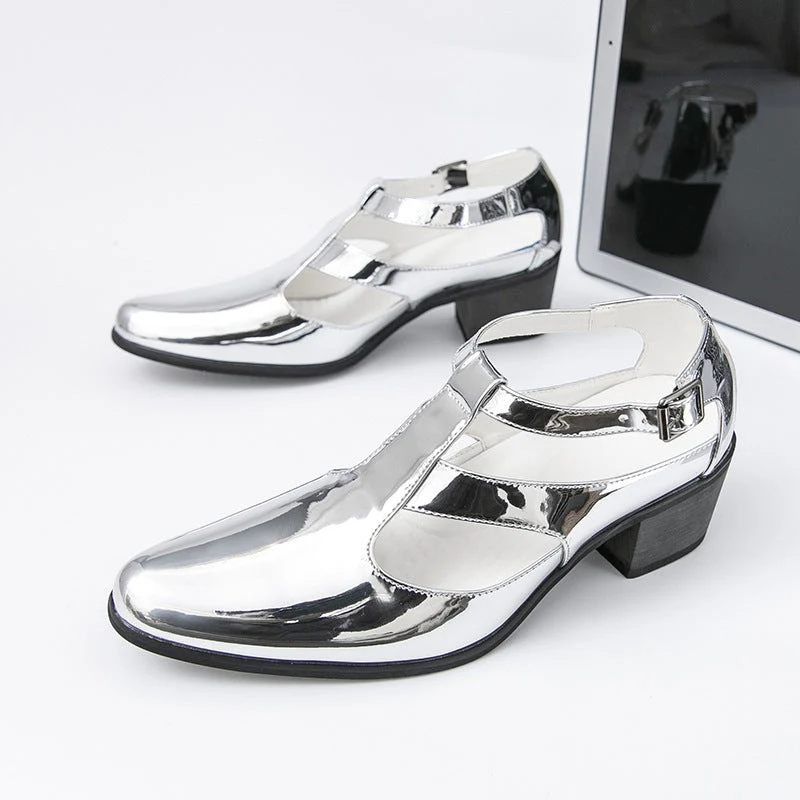 Damen Elegante Metallic Heels mit verstellbarem Riemen Nord Taschen