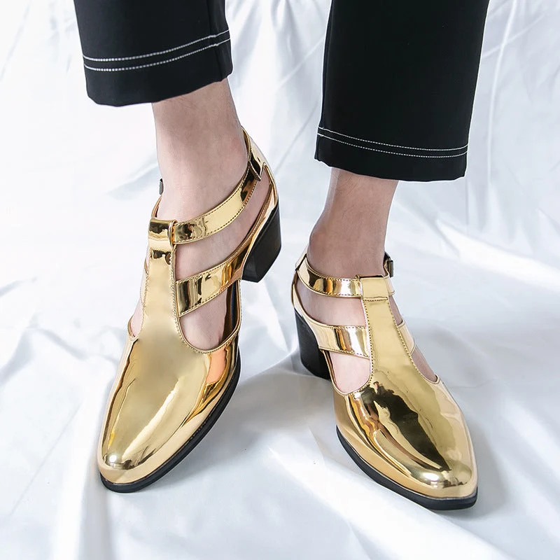 Damen Elegante Metallic Heels mit verstellbarem Riemen Nord Taschen