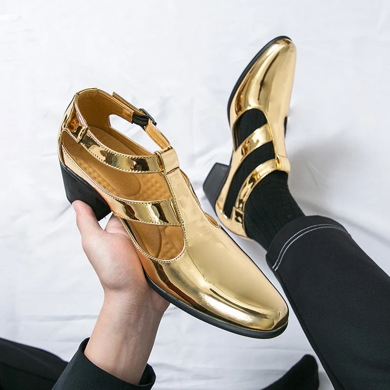 Damen Elegante Metallic Heels mit verstellbarem Riemen Nord Taschen