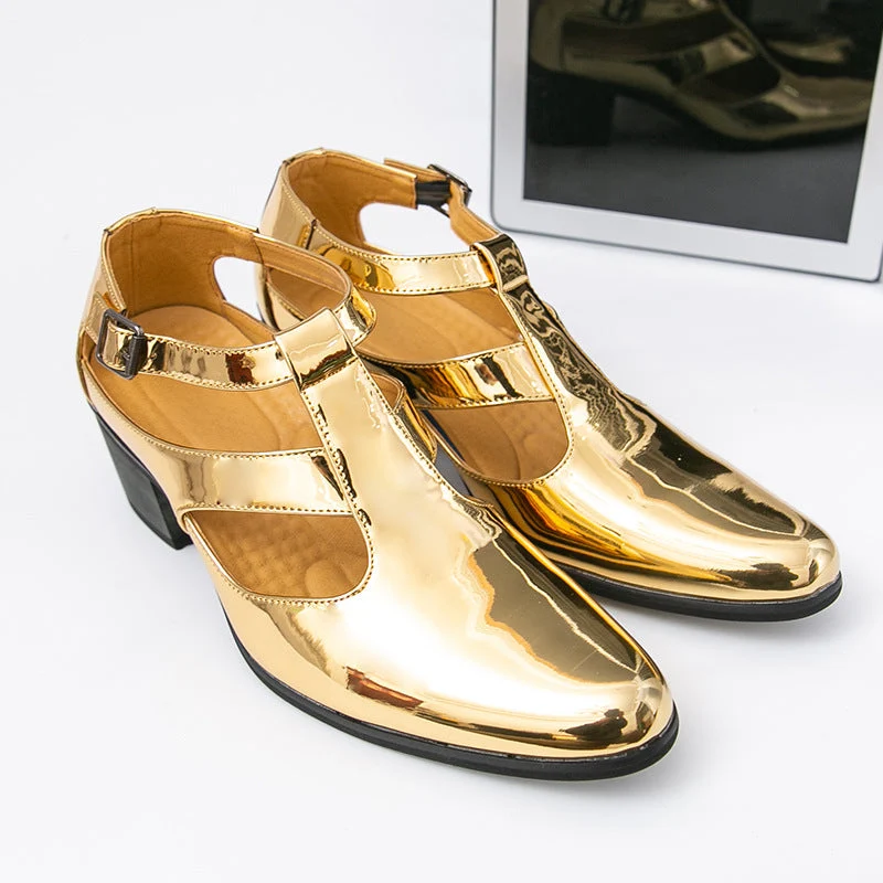 Damen Elegante Metallic Heels mit verstellbarem Riemen Nord Taschen