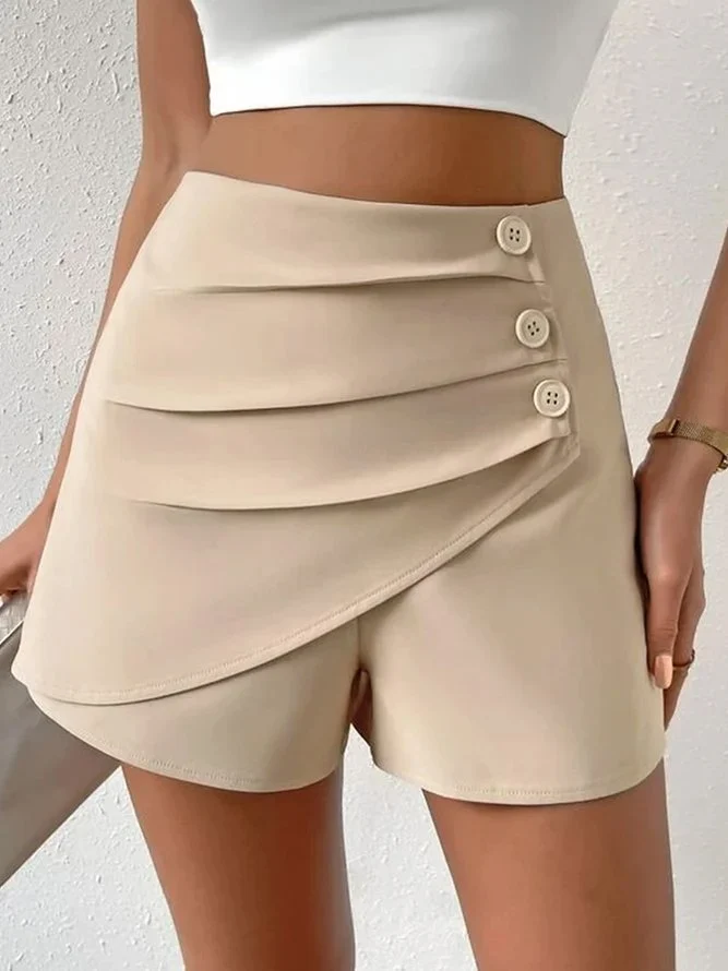 Damen Modische Shorts mit Drapierung und Knopfdetails