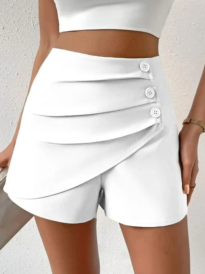 Damen Modische Shorts mit Drapierung und Knopfdetails