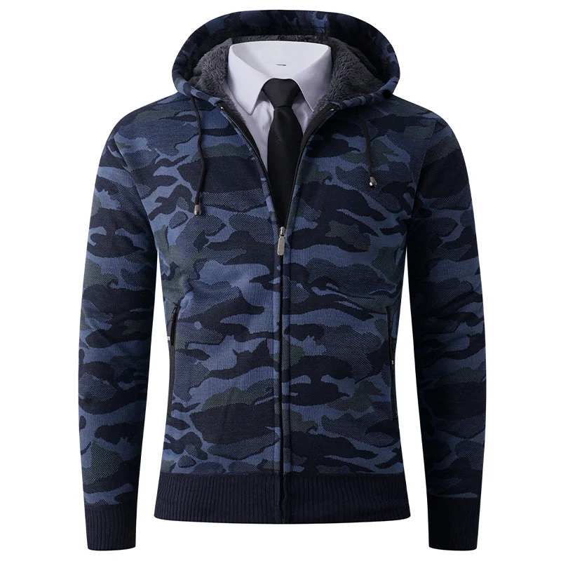 Herren modischer Hoodie mit gefütterter Kapuze und kräftigem Camouflage-Muster
