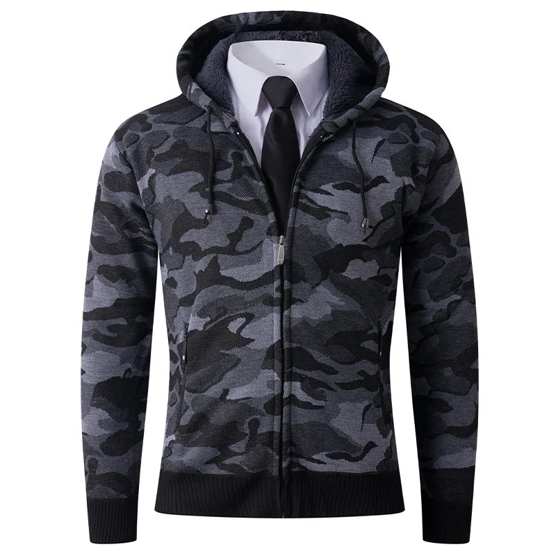Herren modischer Hoodie mit gefütterter Kapuze und kräftigem Camouflage-Muster