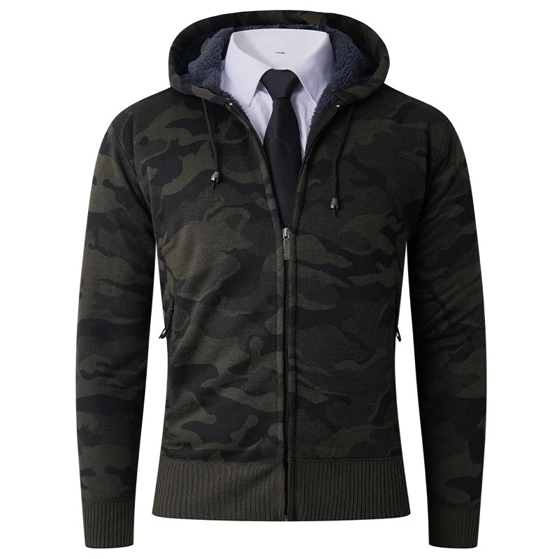 Herren modischer Hoodie mit gefütterter Kapuze und kräftigem Camouflage-Muster