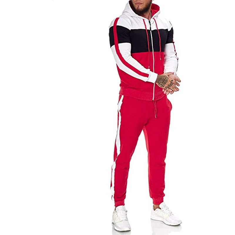 Herren Sportanzug mit Kapuze und modernem Farbblockdesign