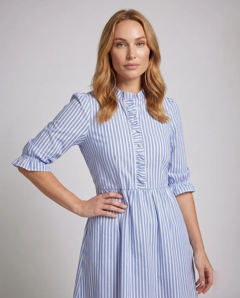 Damen Hemdblusenkleid mit Rüschendetails