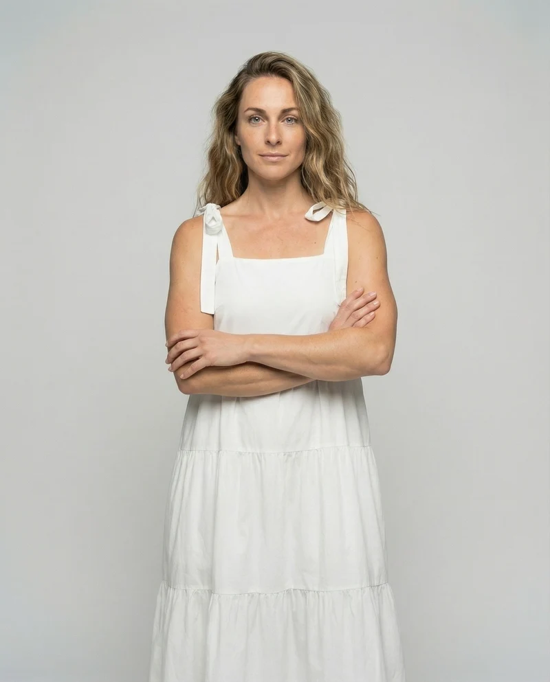 Damen Geschichtetes Zipfelsaum Baumwollkleid