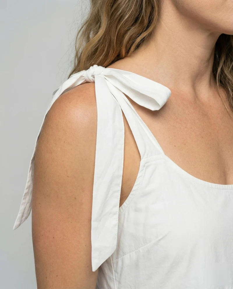Damen Geschichtetes Zipfelsaum Baumwollkleid