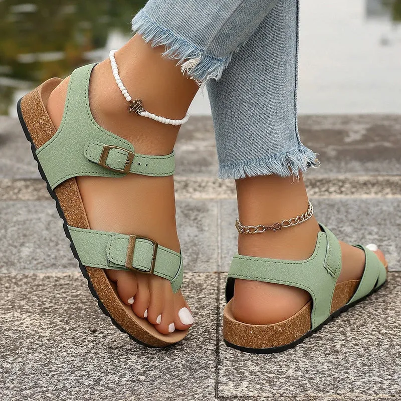 Damen Komfortable Sandalen mit verstellbaren Riemen und Korksohle Nord Taschen