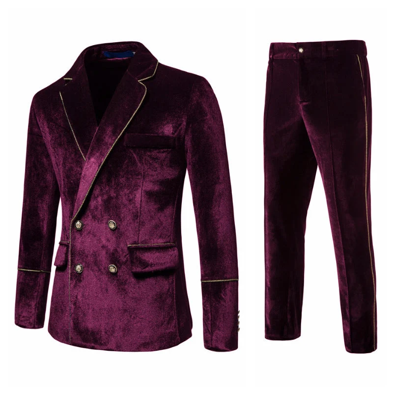 Herren elegantes Samtanzugset mit glänzendem Finish und modernem Schnitt