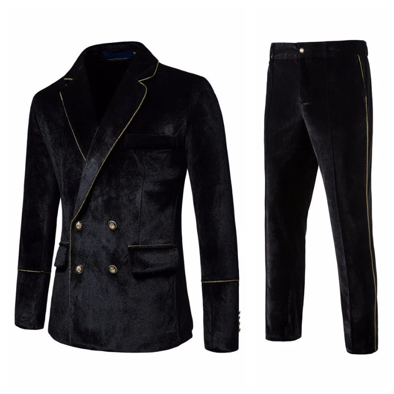 Herren elegantes Samtanzugset mit glänzendem Finish und modernem Schnitt
