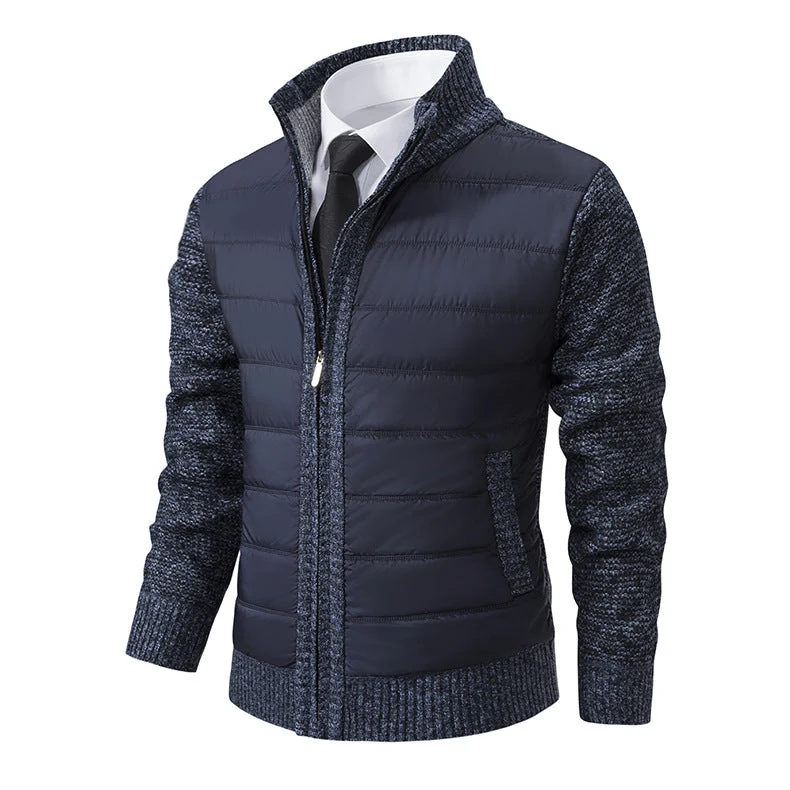 Herren gesteppte Hybridjacke mit modernem Kragen und elastischen Bündchen