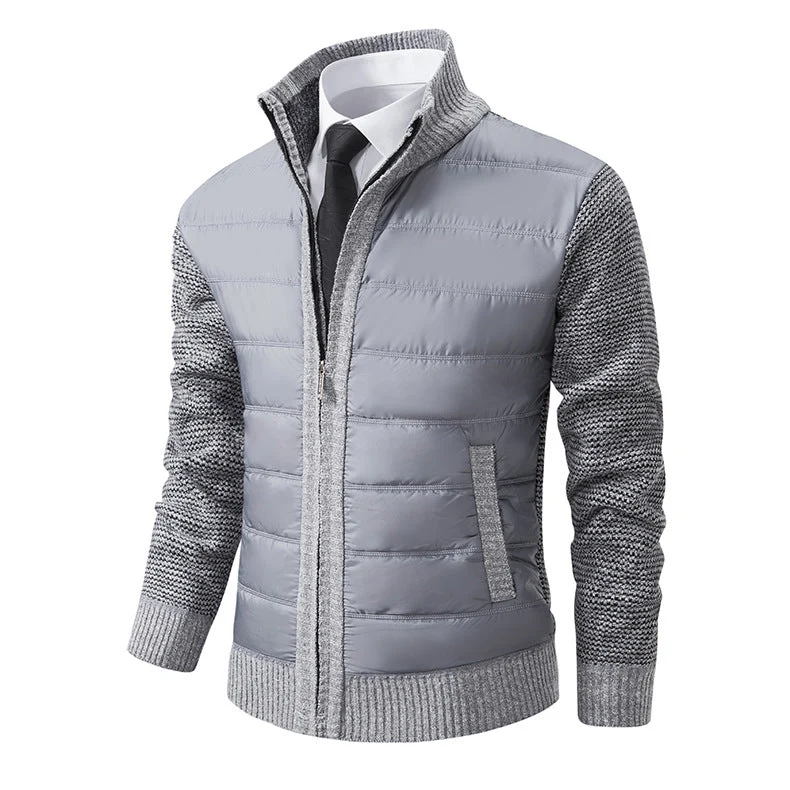 Herren gesteppte Hybridjacke mit modernem Kragen und elastischen Bündchen
