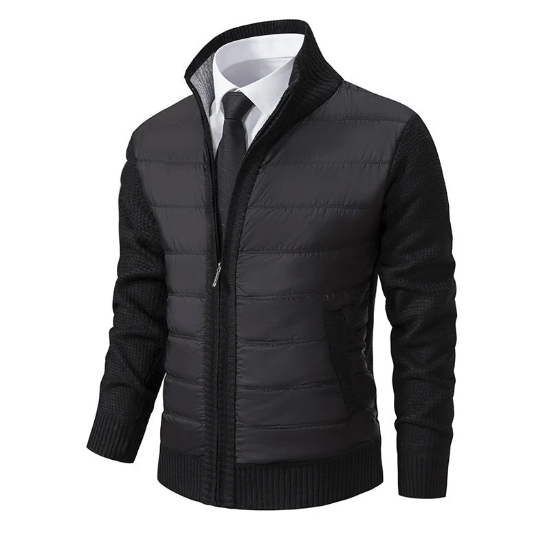 Herren gesteppte Hybridjacke mit modernem Kragen und elastischen Bündchen