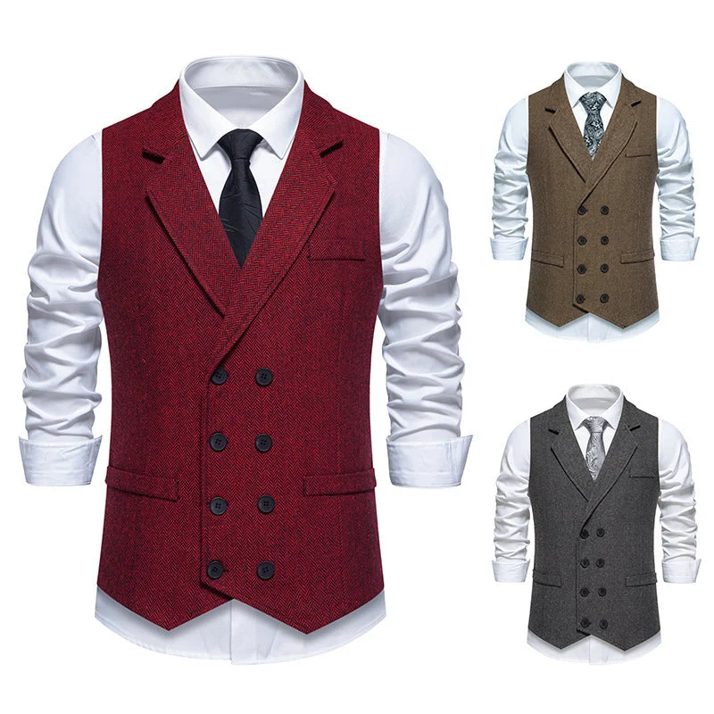 Herren elegante Weste im klassischen Fischgrätmuster 1758204622