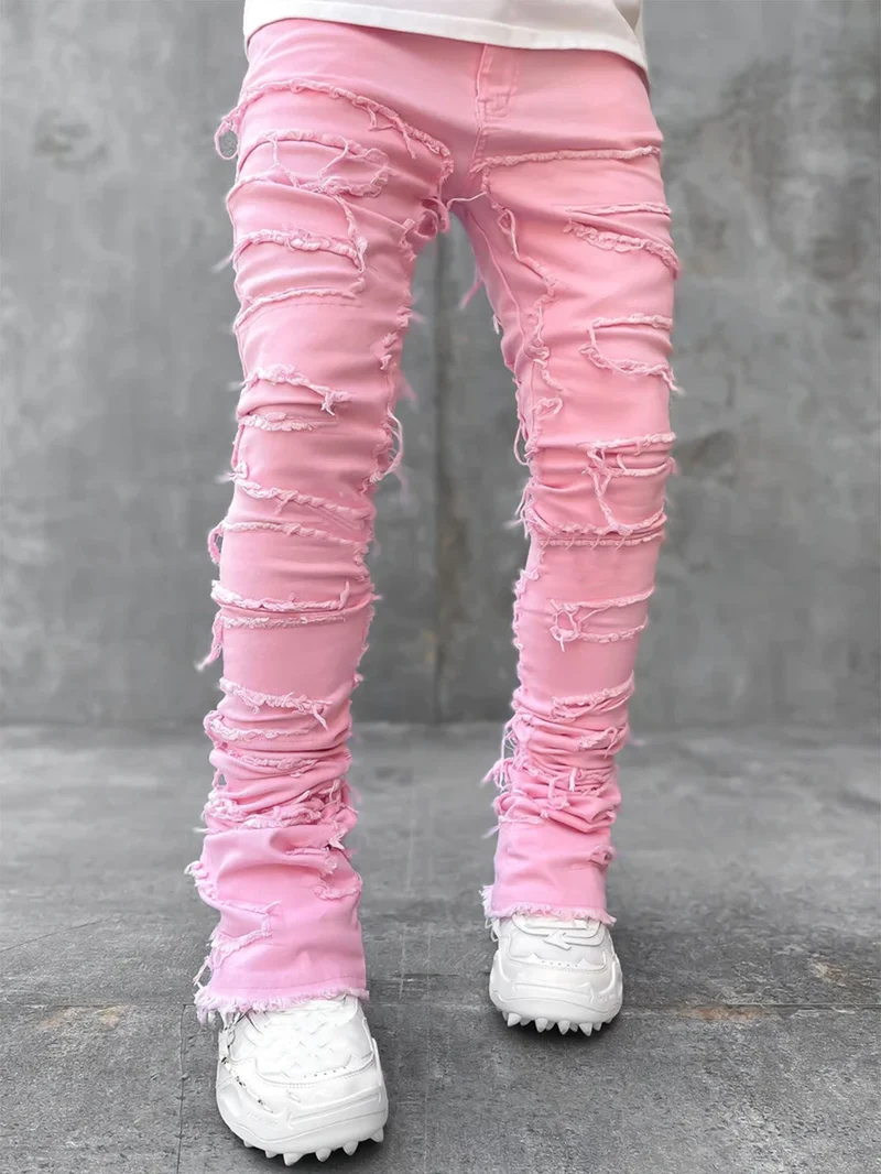 Herren Zerrissene Denim-Hose im lässigen Stil mit einzigartigem Design