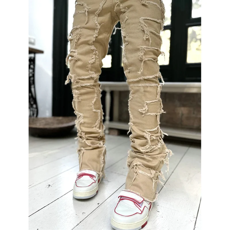 Herren Zerrissene Denim-Hose im lässigen Stil mit einzigartigem Design