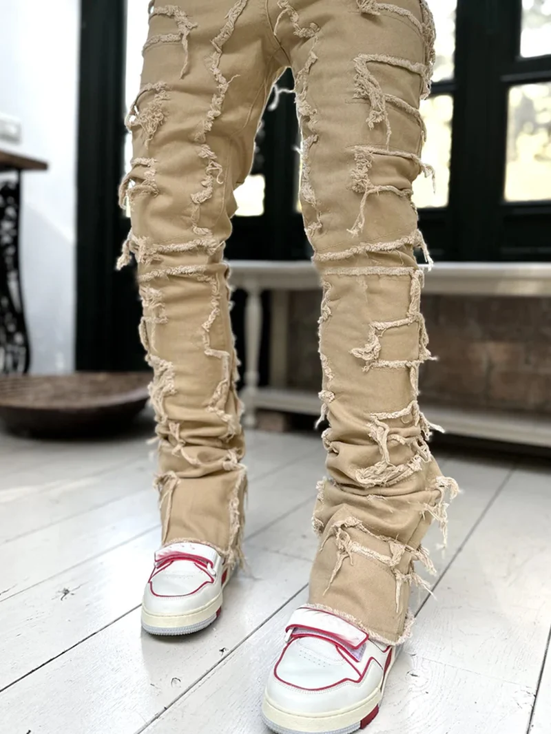 Herren Zerrissene Denim-Hose im lässigen Stil mit einzigartigem Design