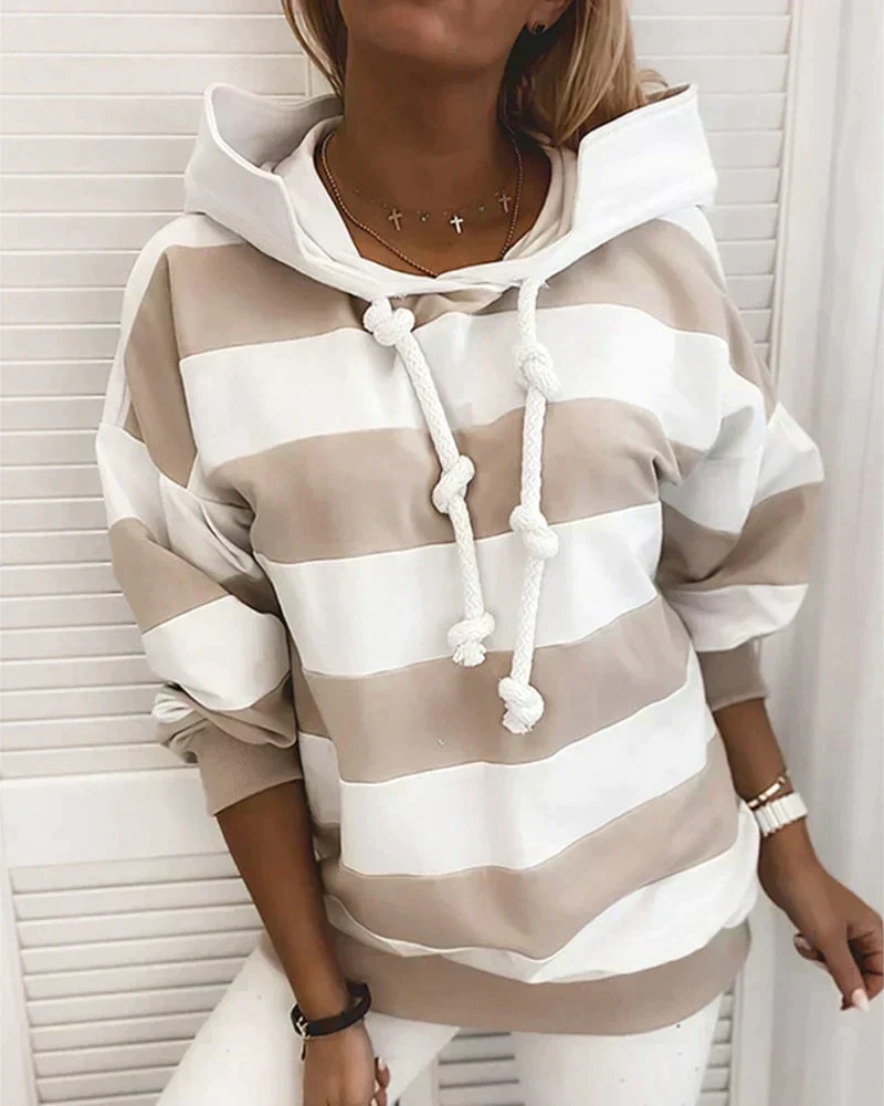 Hoodie - Damen Herbst Gestreifter Hoodie