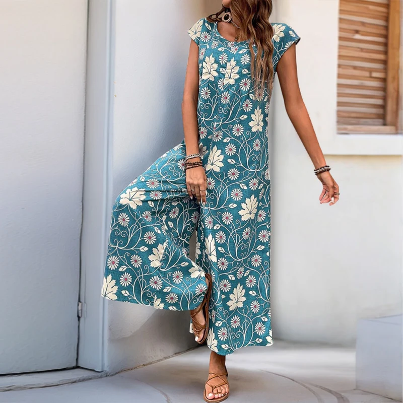 Lockerer Jumpsuit mit Blumendruck