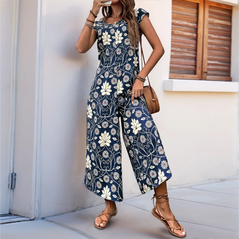 Lockerer Jumpsuit mit Blumendruck