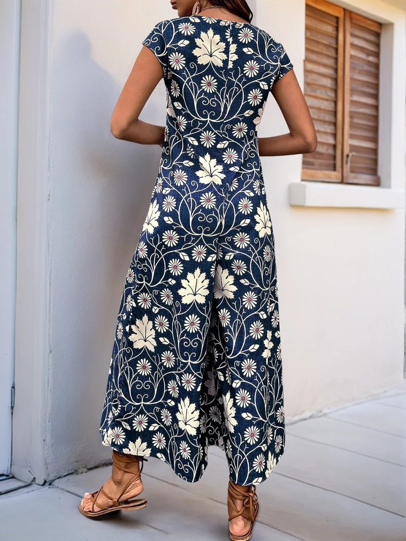 Lockerer Jumpsuit mit Blumendruck