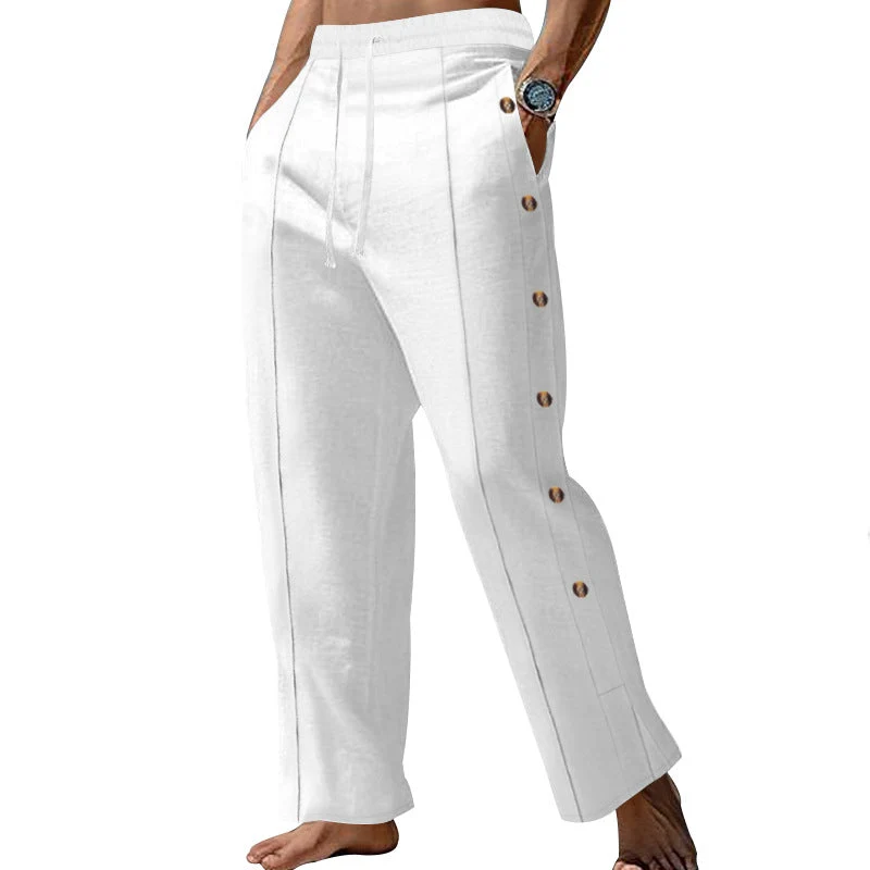Herren elegante Freizeithose mit seitlichen Knopfdetails und elastischem Bund Nord Taschen