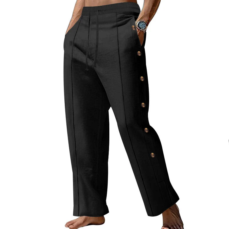 Herren elegante Freizeithose mit seitlichen Knopfdetails und elastischem Bund Nord Taschen
