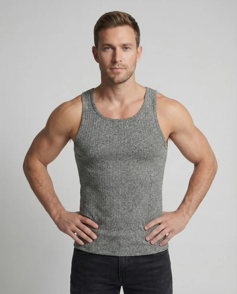Herren Sportliches Muskelshirt Gerippt