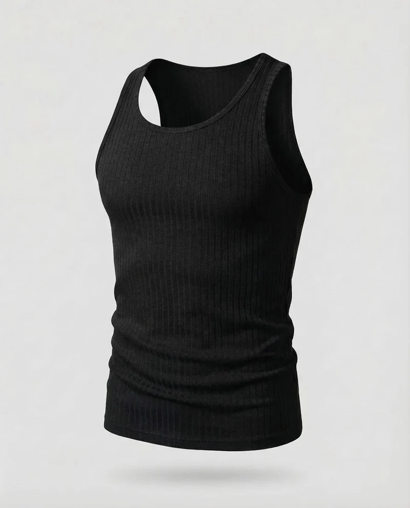 Herren Sportliches Muskelshirt Gerippt