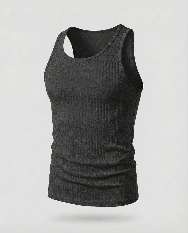 Herren Sportliches Muskelshirt Gerippt